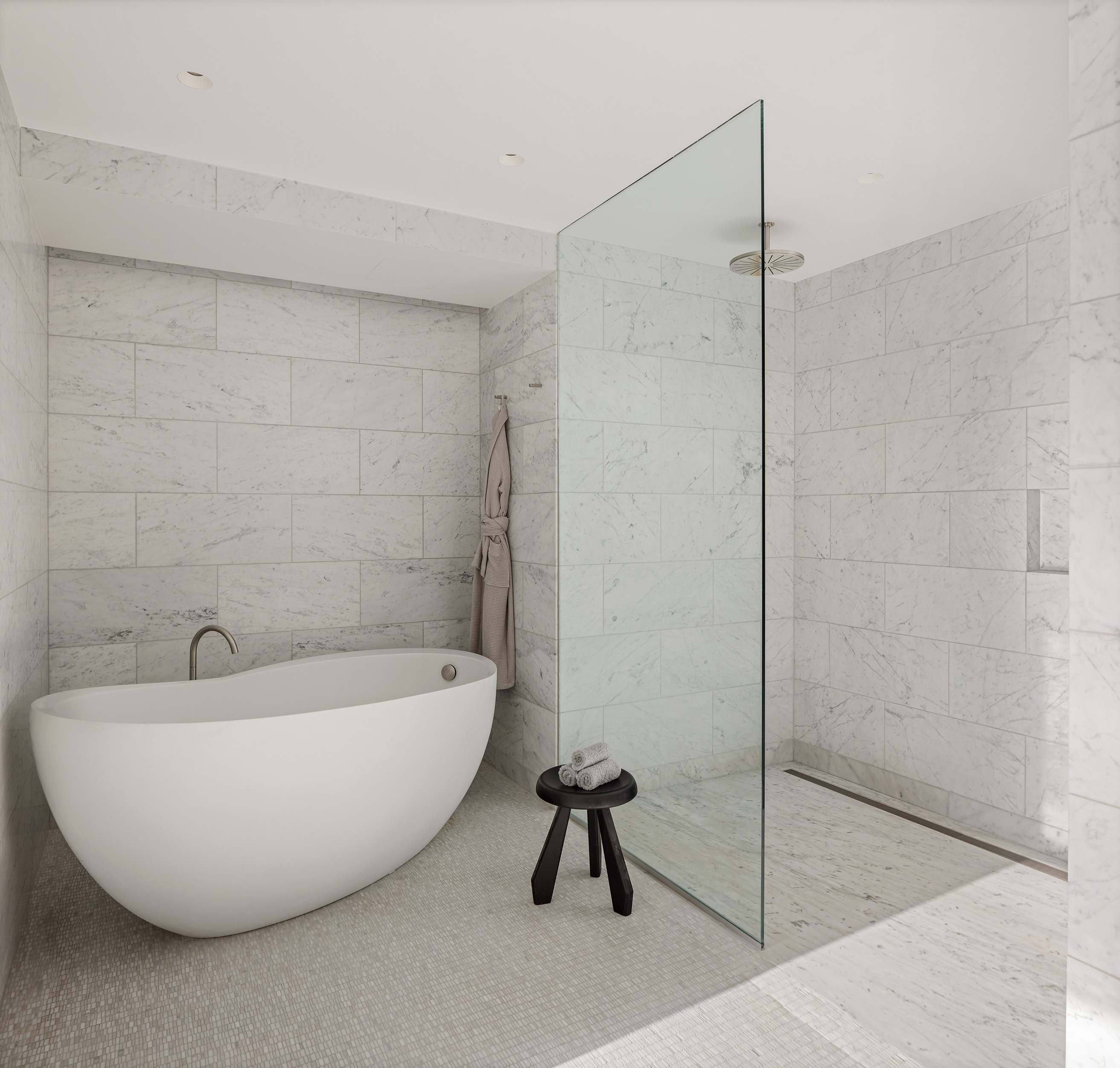 Primary bathroom with freestanding soaking tub
